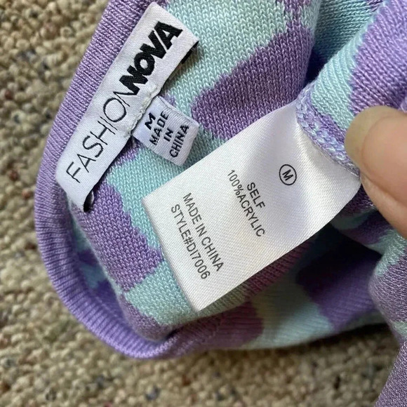 Illusion Sweater Mini Dress Lavender/combo Fashion Nova M Party Date Romantic - Picture 6 of 6